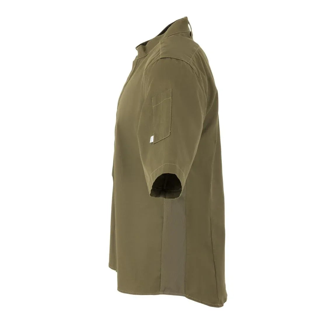 BA001-XL Southside Band Collar Chef Jacket Khaki Size XL - JD Catering Equipment Solutions Ltd