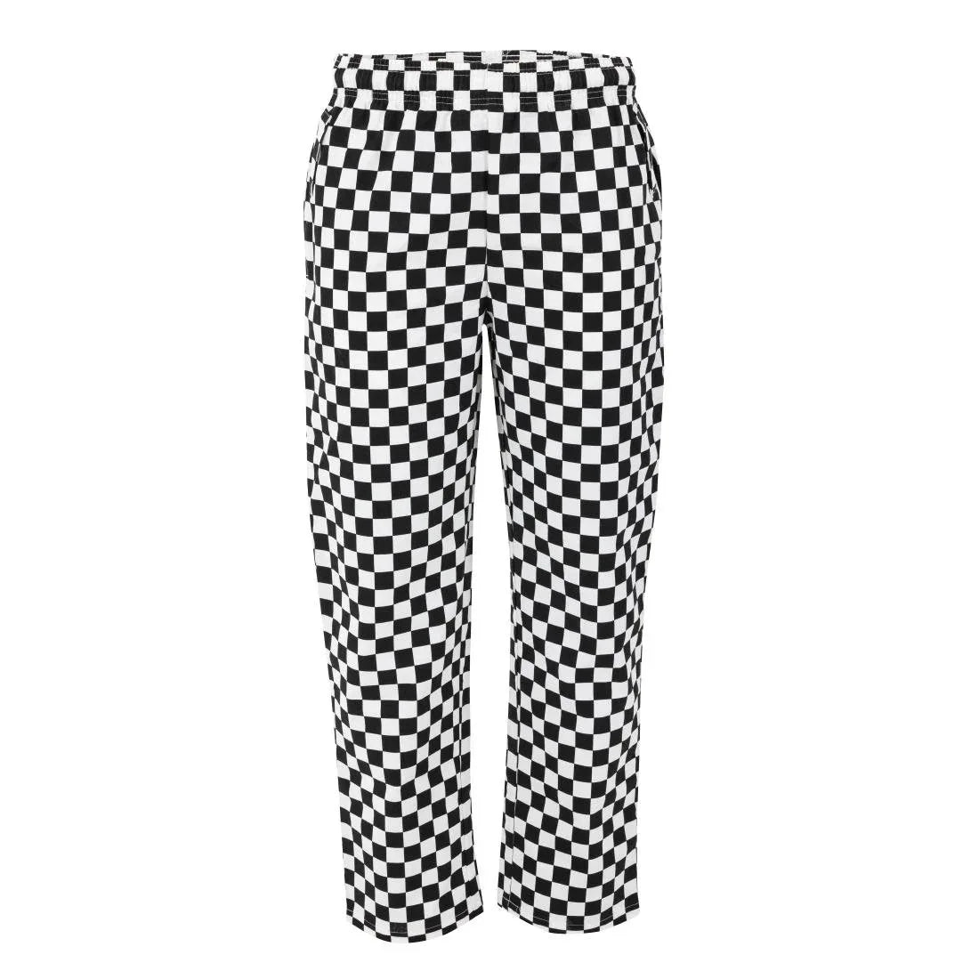 BA002-M Whites Unisex Vegas Trousers Big Black & White Check Size M - JD Catering Equipment Solutions Ltd