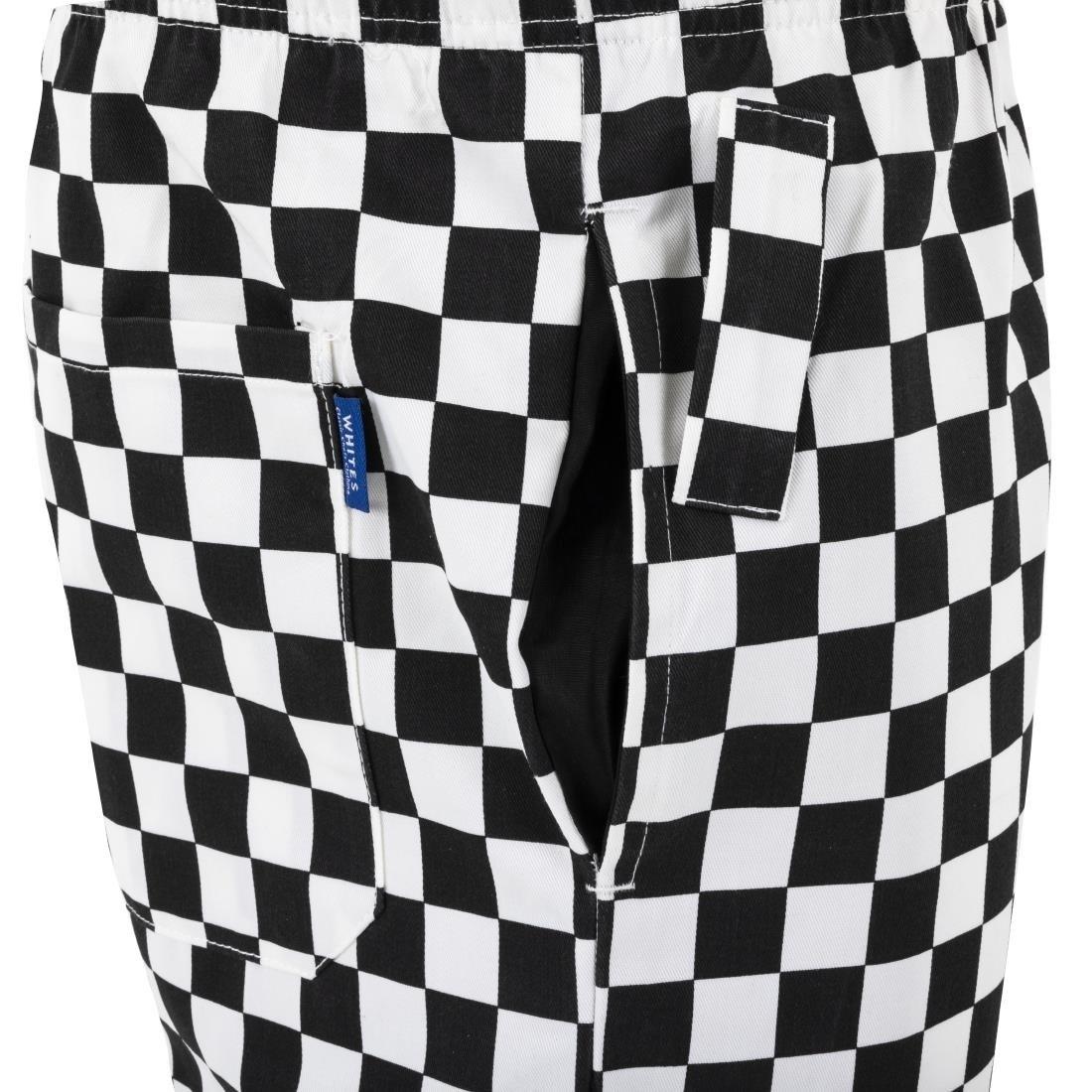 BA002-M Whites Unisex Vegas Trousers Big Black & White Check Size M - JD Catering Equipment Solutions Ltd