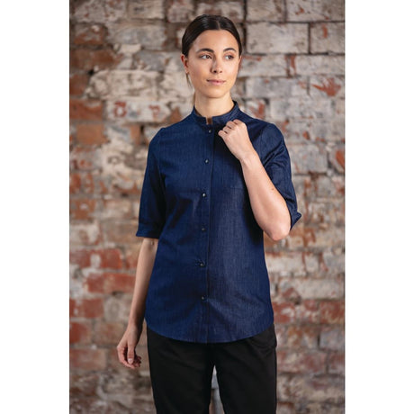 BA003-L Southside NY Queens Womens Denim Lightweight Chefs Shirt Size L JD Catering Equipment Solutions Ltd