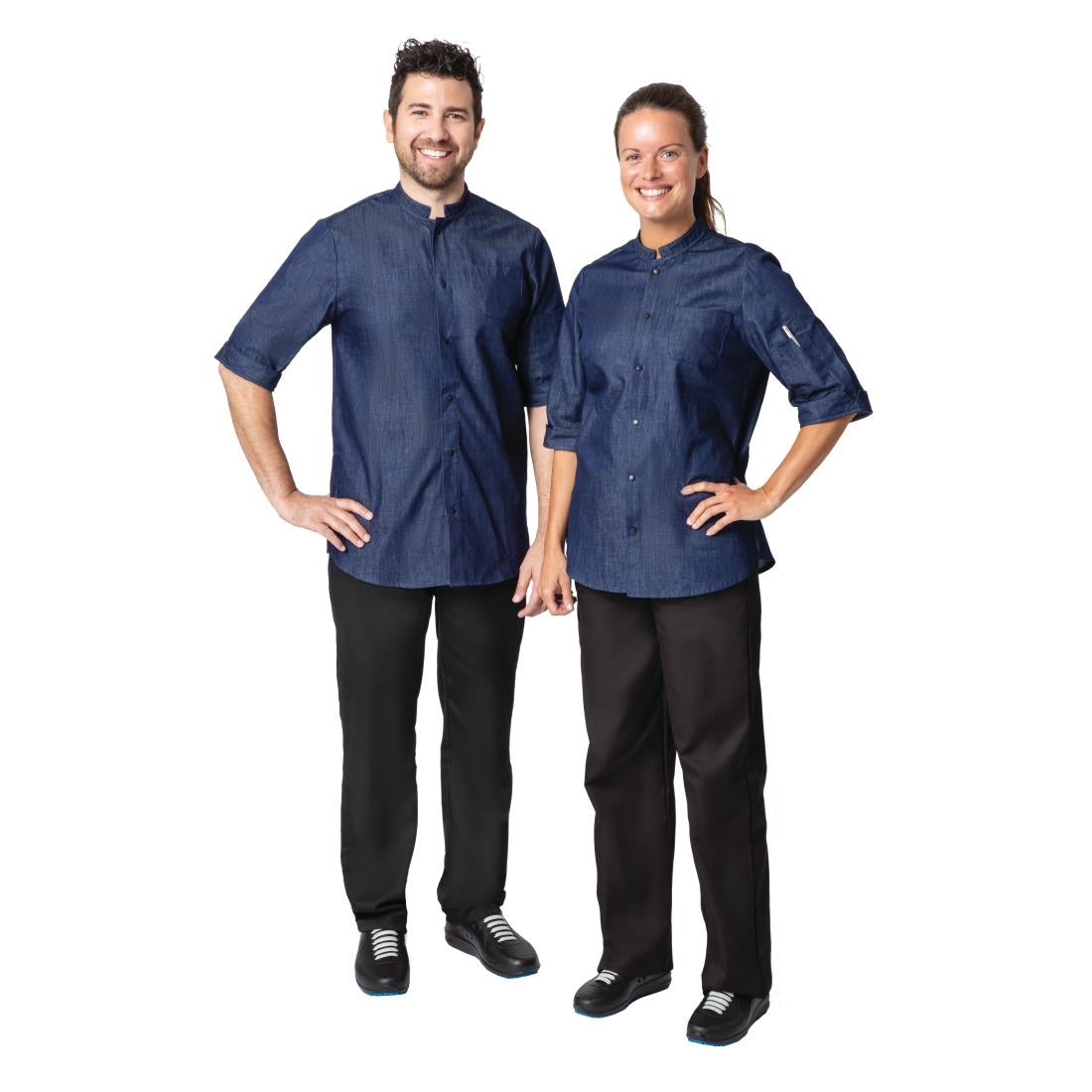 BA003-L Southside NY Queens Womens Denim Lightweight Chefs Shirt Size L JD Catering Equipment Solutions Ltd