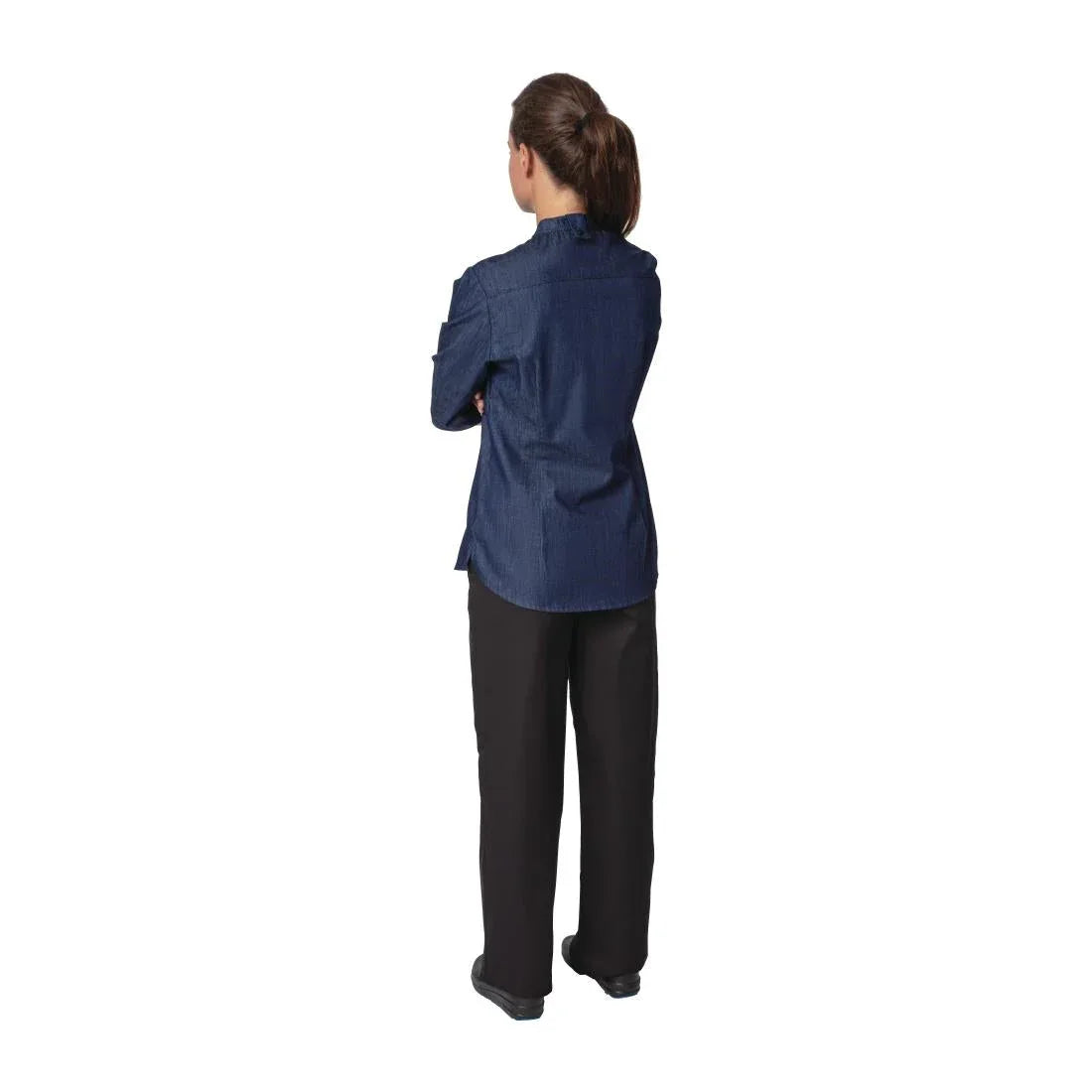 BA003-L Southside NY Queens Womens Denim Lightweight Chefs Shirt Size L - JD Catering Equipment Solutions Ltd