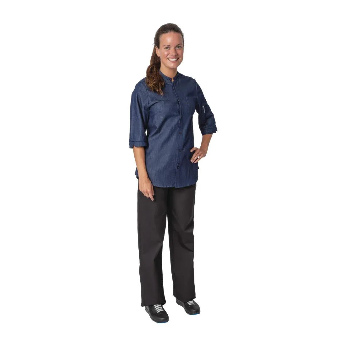 BA003-XL Southside NY Queens Womens Denim Lightweight Chefs Shirt Size XL - JD Catering Equipment Solutions Ltd