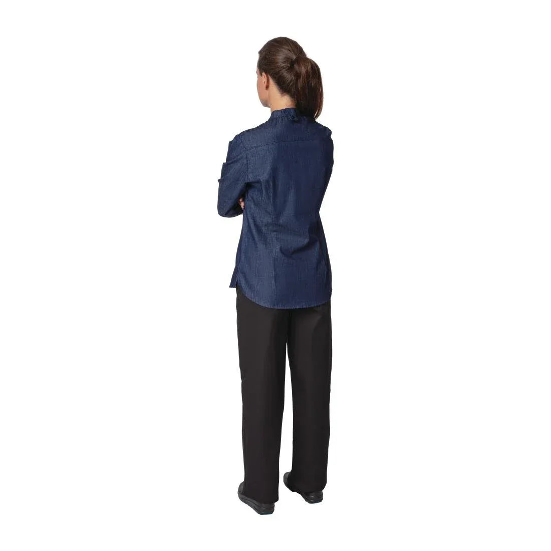 BA003-XS Southside NY Queens Womens Denim Lightweight Chefs Shirt Size XS - JD Catering Equipment Solutions Ltd