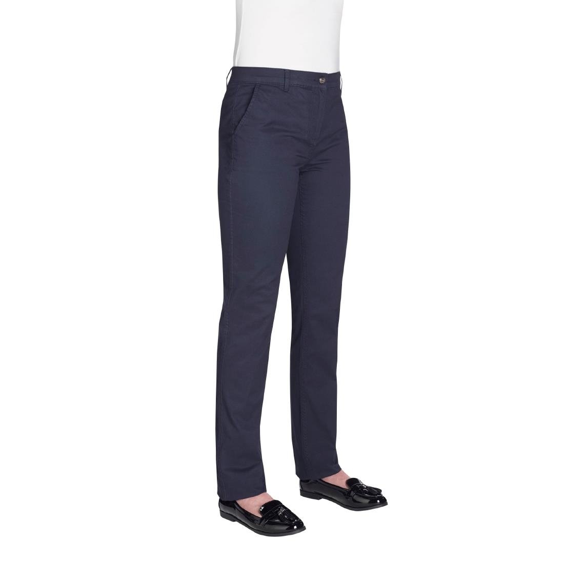 BA082-22 Brook Taverner Womens Houston Slim Leg Chinos Navy Size 22 JD Catering Equipment Solutions Ltd