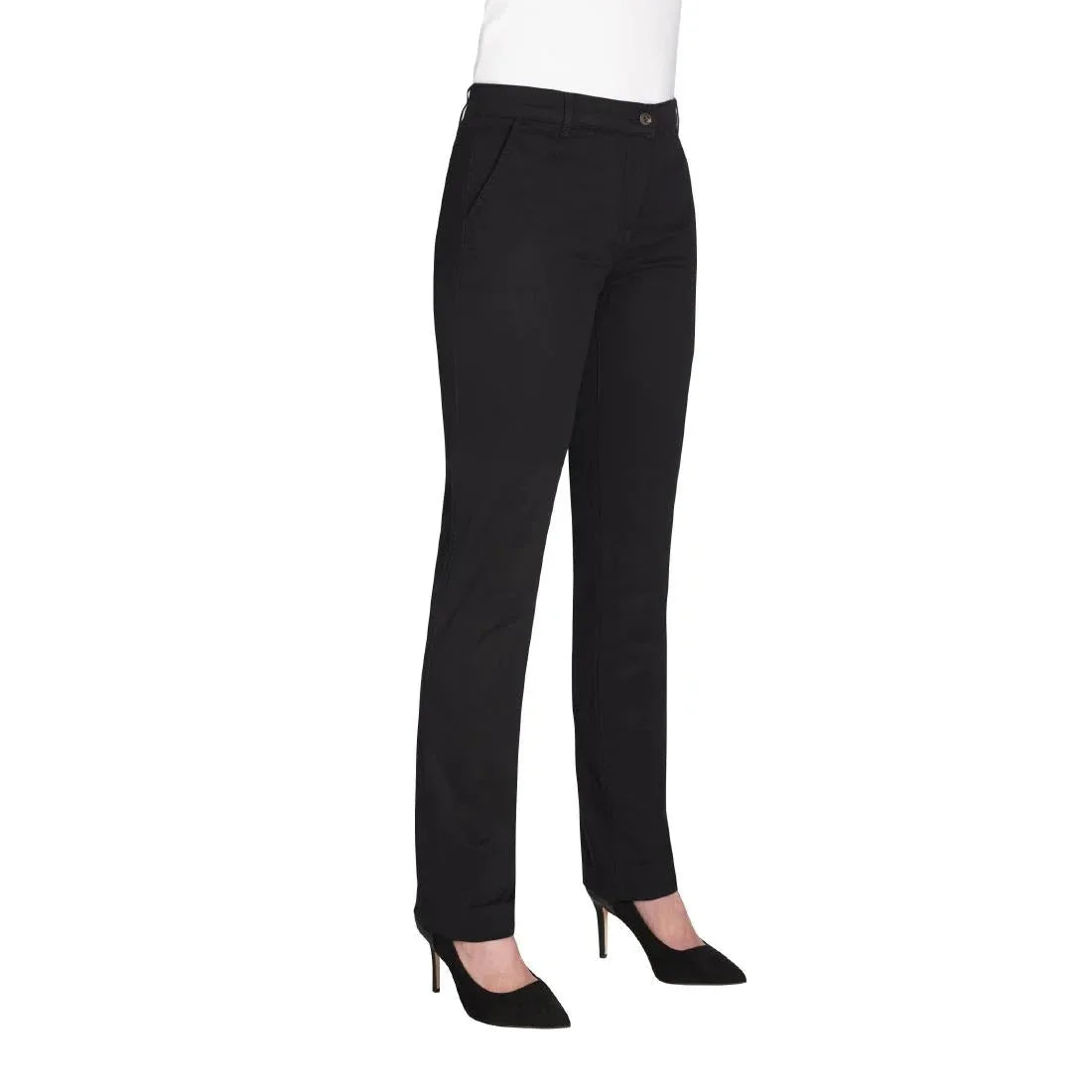 BA083-18 Brook Taverner Womens Houston Slim Leg Chinos Black Size 18 - JD Catering Equipment Solutions Ltd
