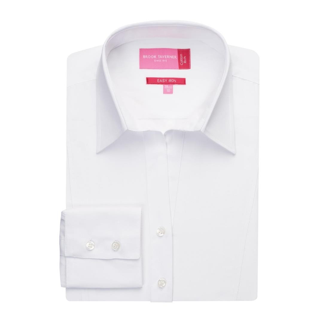 BA085-14 Brook Taverner Ladies Palena Long Sleeve Shirt White Size 14 JD Catering Equipment Solutions Ltd