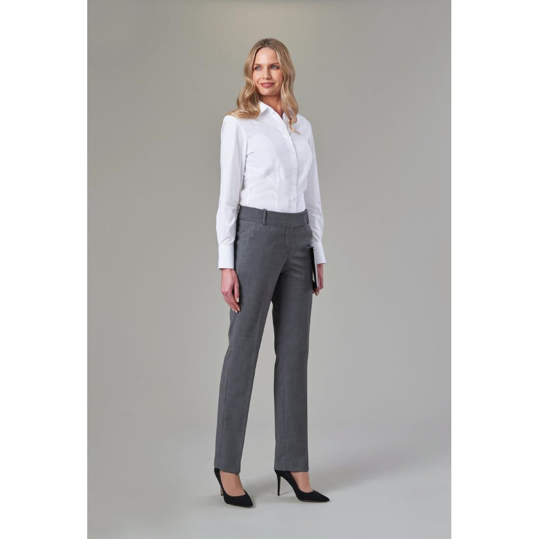 BA085-16 Brook Taverner Ladies Palena Long Sleeve Shirt White Size 16 JD Catering Equipment Solutions Ltd