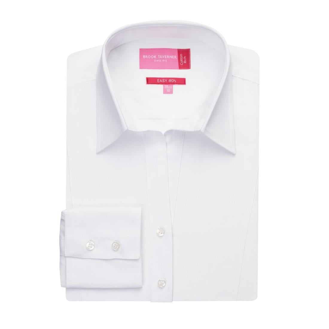 BA085-8 Brook Taverner Ladies Palena Long Sleeve Shirt White Size 8 JD Catering Equipment Solutions Ltd