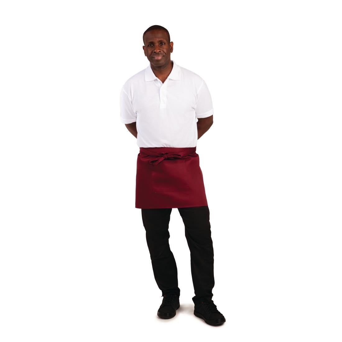 BB177 Whites Short Bistro Apron Burgundy JD Catering Equipment Solutions Ltd