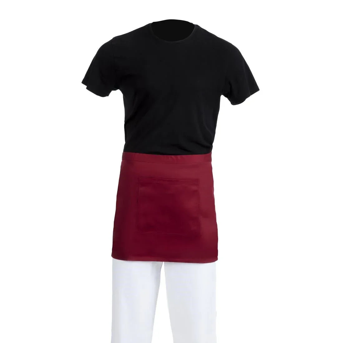 BB177 Whites Short Bistro Apron Burgundy - JD Catering Equipment Solutions Ltd