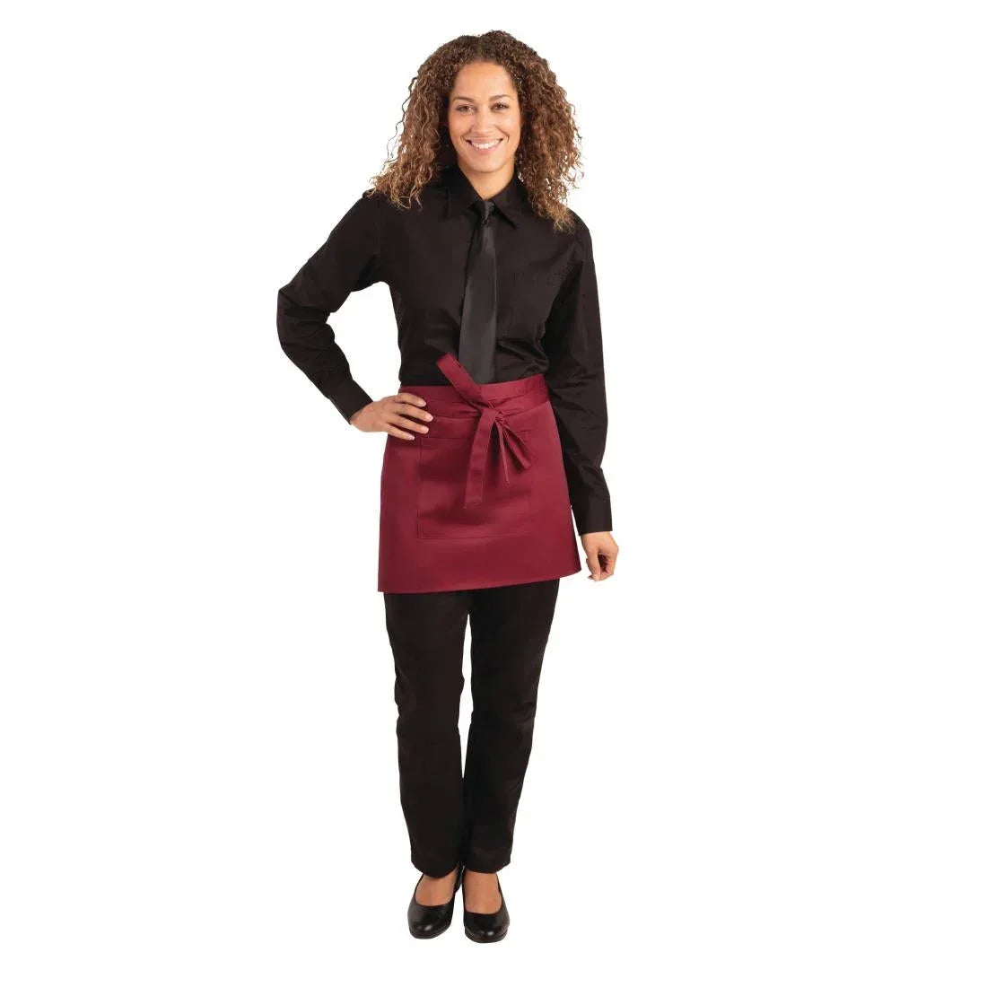 BB177 Whites Short Bistro Apron Burgundy - JD Catering Equipment Solutions Ltd