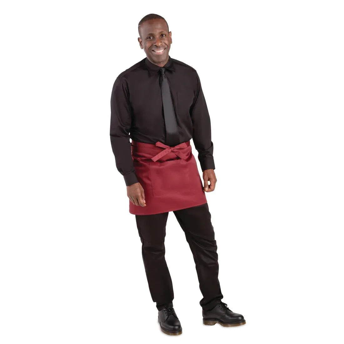 BB177 Whites Short Bistro Apron Burgundy - JD Catering Equipment Solutions Ltd