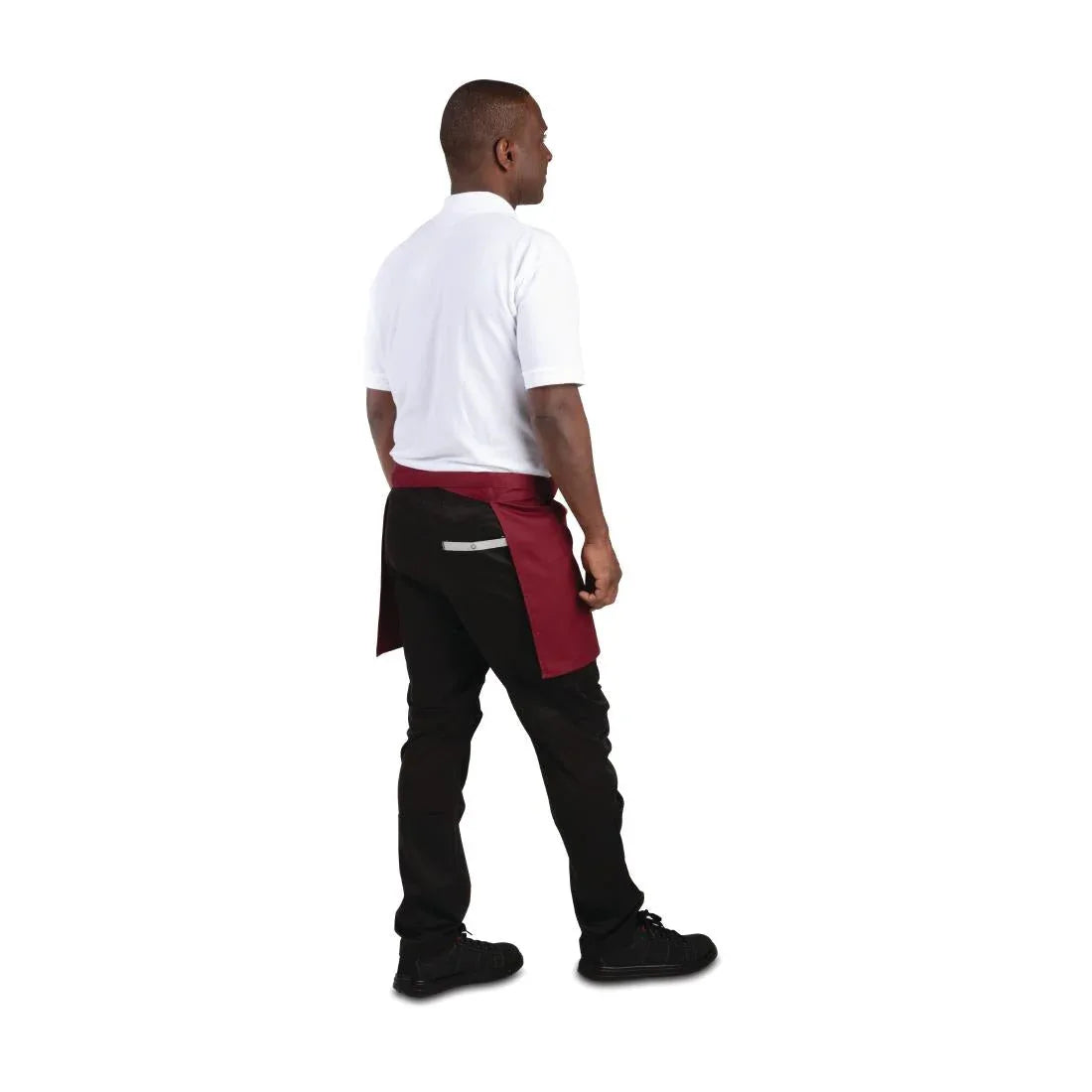 BB177 Whites Short Bistro Apron Burgundy - JD Catering Equipment Solutions Ltd