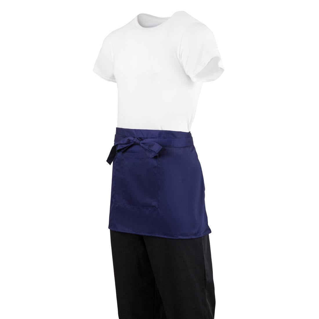 BB179 Whites Short Bistro Apron Navy Blue JD Catering Equipment Solutions Ltd