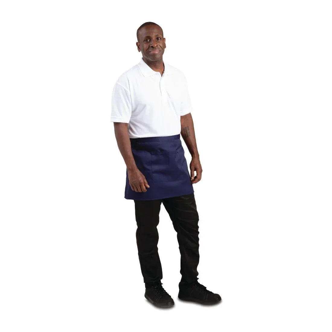 BB179 Whites Short Bistro Apron Navy Blue - JD Catering Equipment Solutions Ltd