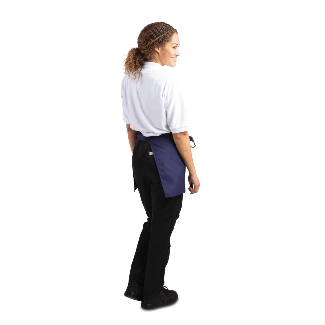 BB179 Whites Short Bistro Apron Navy Blue JD Catering Equipment Solutions Ltd