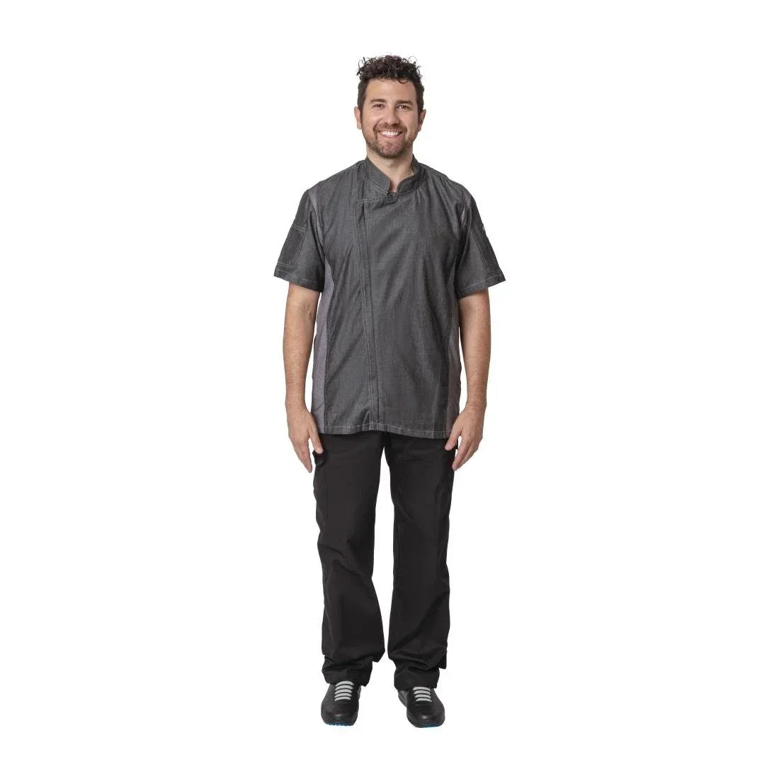 BB270-XL Chef Works Urban Delancey Short Sleeve Denim Chefs Jacket Size XL - JD Catering Equipment Solutions Ltd