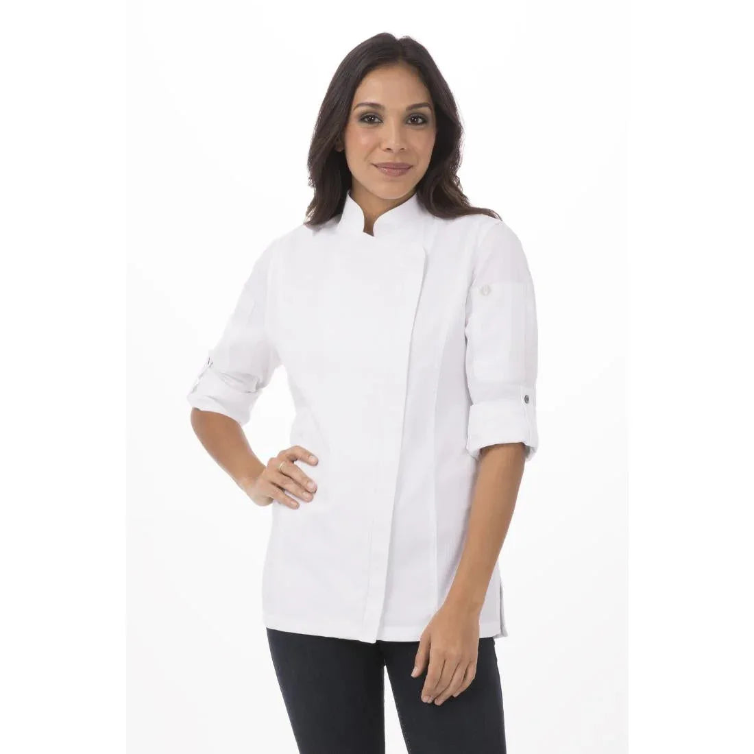 BB271-XS Chef Works Urban Womens Hartford Lightweight L/S Zipper Coat White Size XS - JD Catering Equipment Solutions Ltd