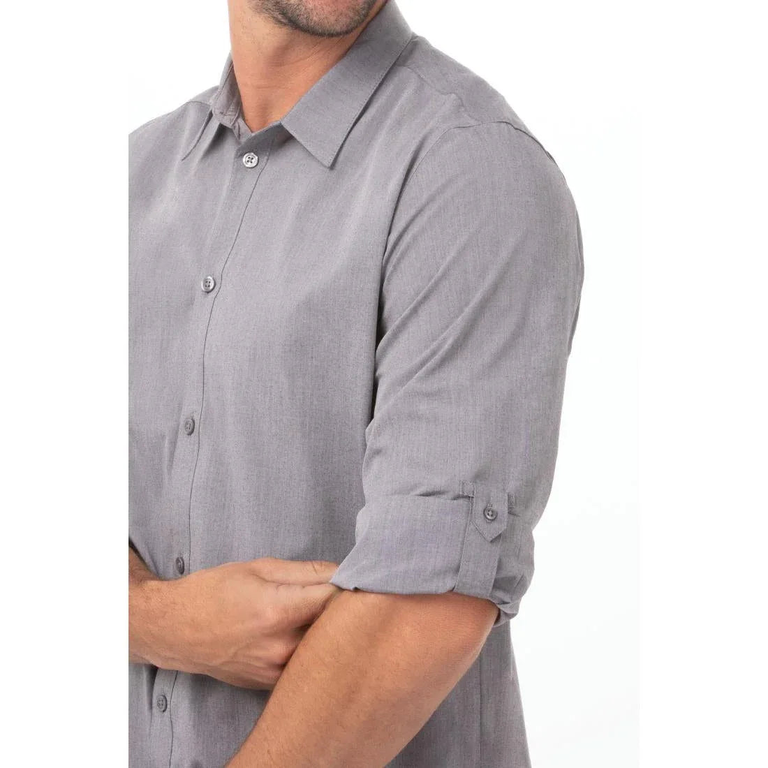 BB336-S Chef Works Urban Modern Chambray Shirt Grey Size S - JD Catering Equipment Solutions Ltd