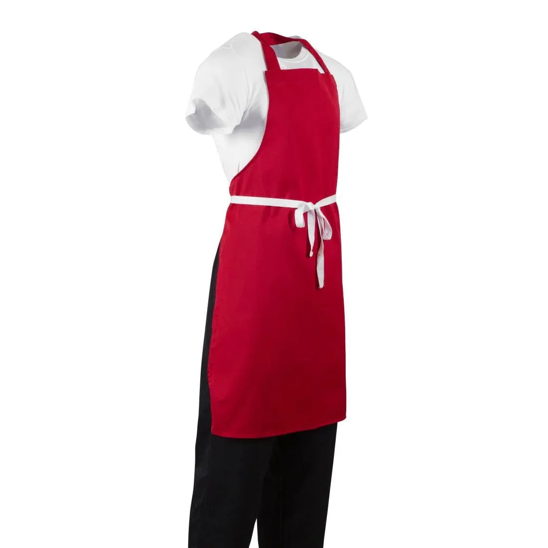BB466 Whites Bib Apron Red - JD Catering Equipment Solutions Ltd