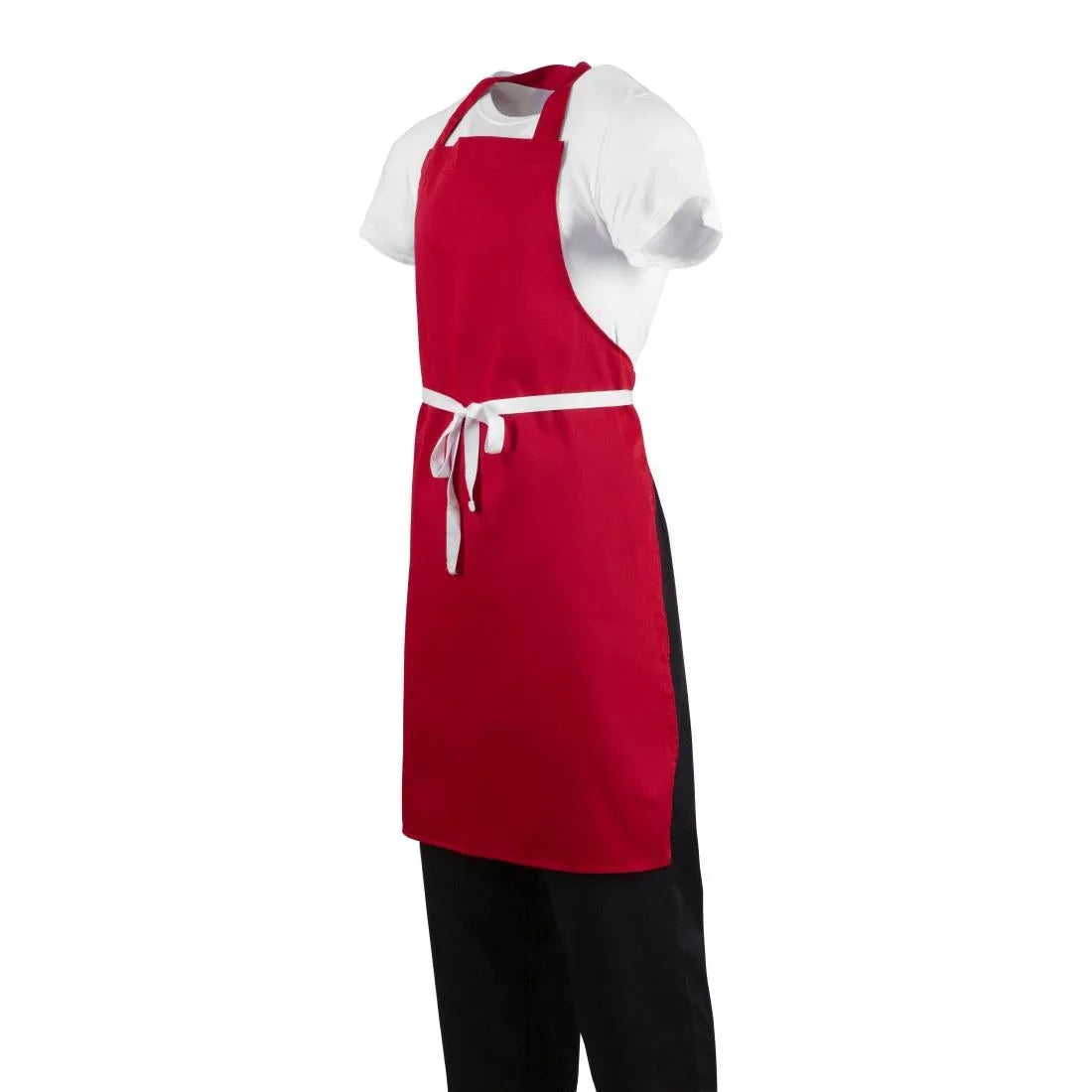 BB466 Whites Bib Apron Red - JD Catering Equipment Solutions Ltd