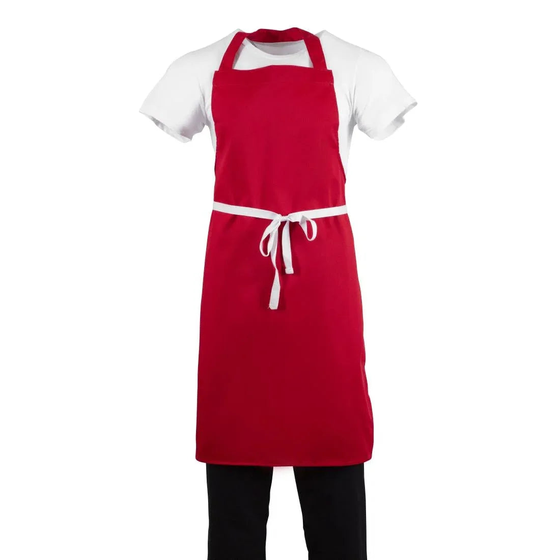BB466 Whites Bib Apron Red - JD Catering Equipment Solutions Ltd
