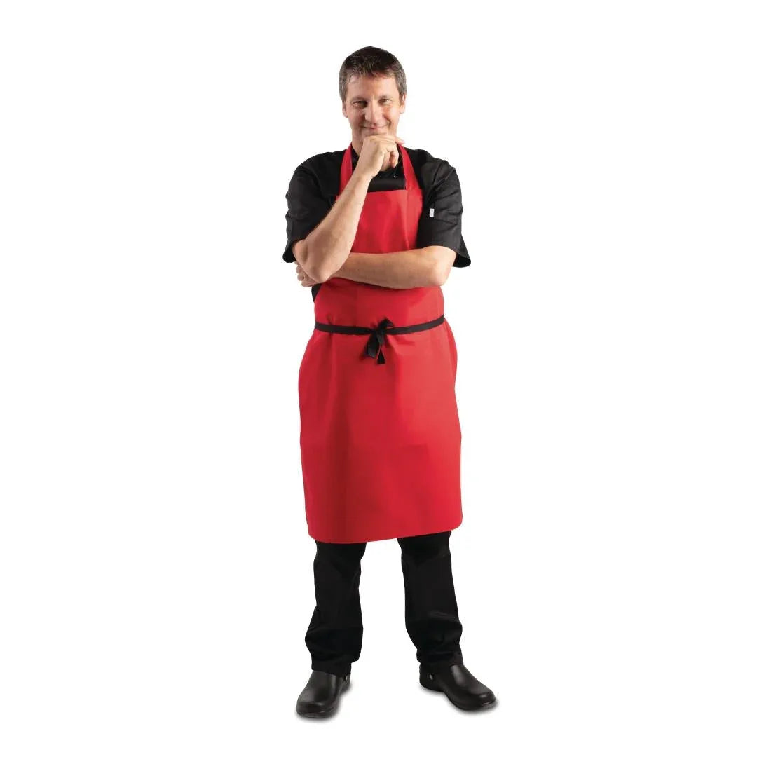 BB466 Whites Bib Apron Red - JD Catering Equipment Solutions Ltd
