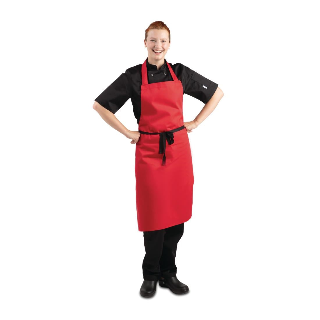 BB466 Whites Bib Apron Red JD Catering Equipment Solutions Ltd