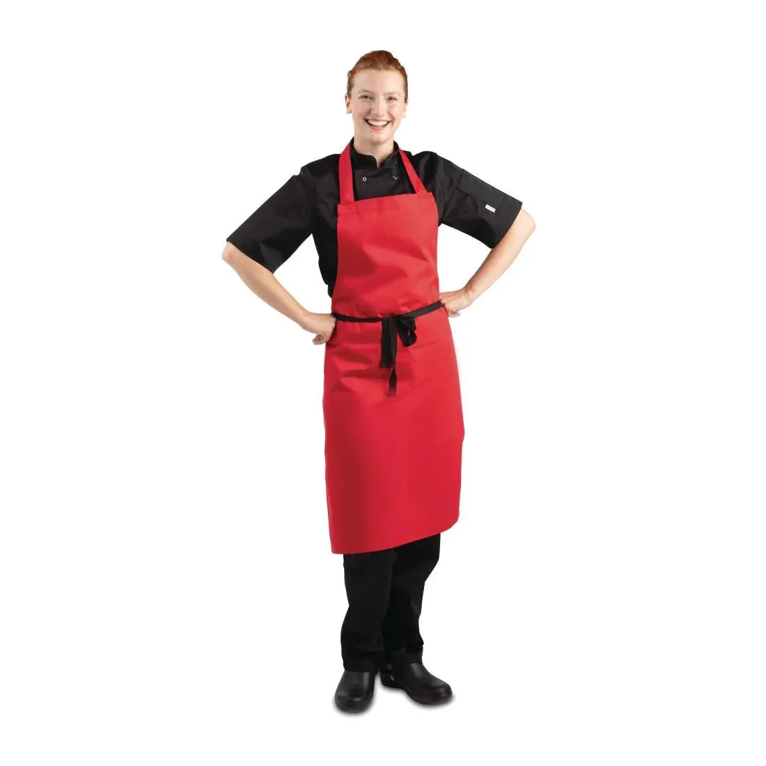 BB466 Whites Bib Apron Red - JD Catering Equipment Solutions Ltd