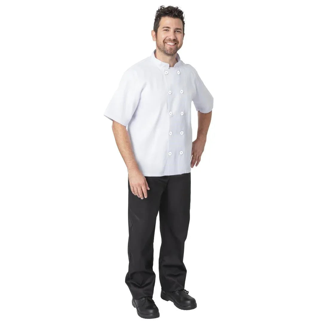 BB547- Nisbets Essentials Short Sleeve Chefs Jacket White (Pack of 2) - JD Catering Equipment Solutions Ltd