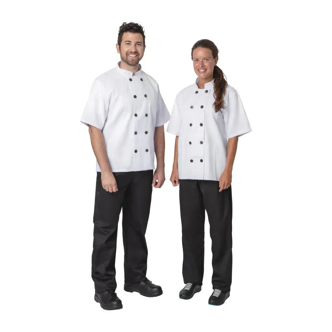 BB547- Nisbets Essentials Short Sleeve Chefs Jacket White (Pack of 2) - JD Catering Equipment Solutions Ltd