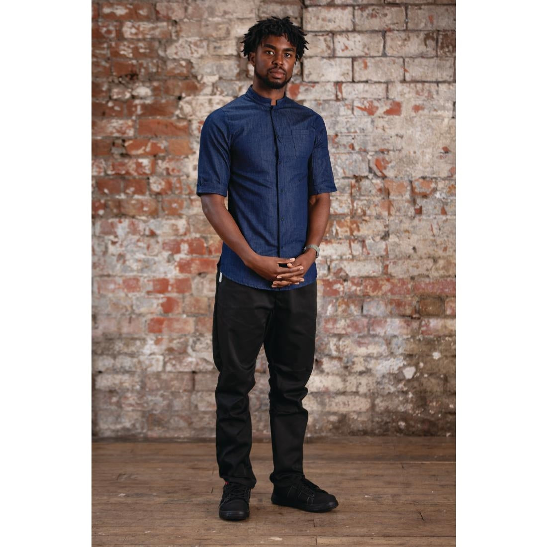 BB575-S Southside NY Kings Mens Denim Lightweight Chefs Shirt Size S JD Catering Equipment Solutions Ltd