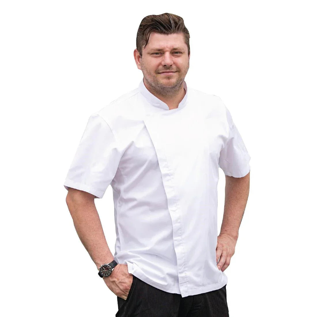 BB669-L Chef Works Cannes Short Sleeve Chefs Jacket Size L - JD Catering Equipment Solutions Ltd