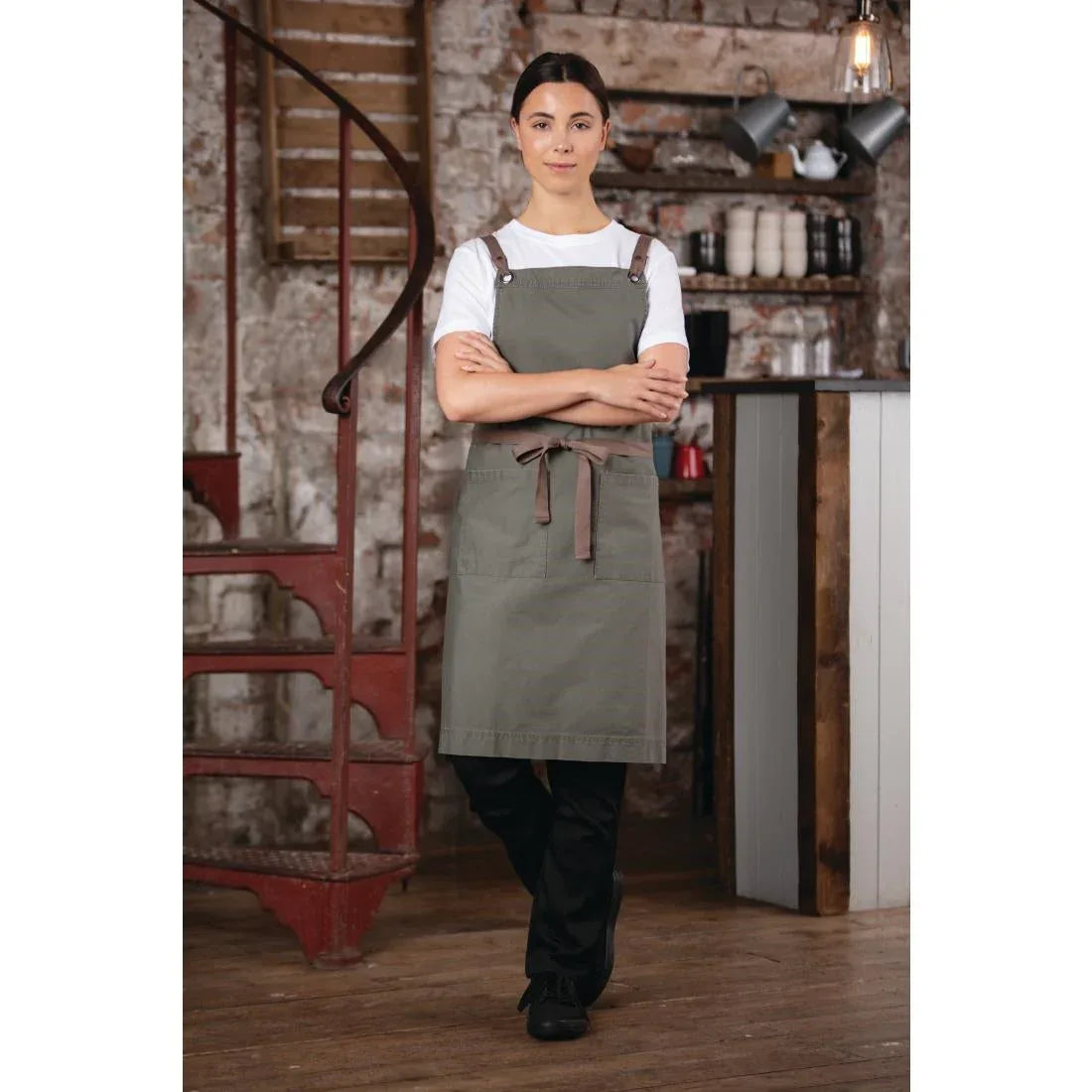 BB684 Southside Cotton Canvas Bib Apron Khaki - JD Catering Equipment Solutions Ltd