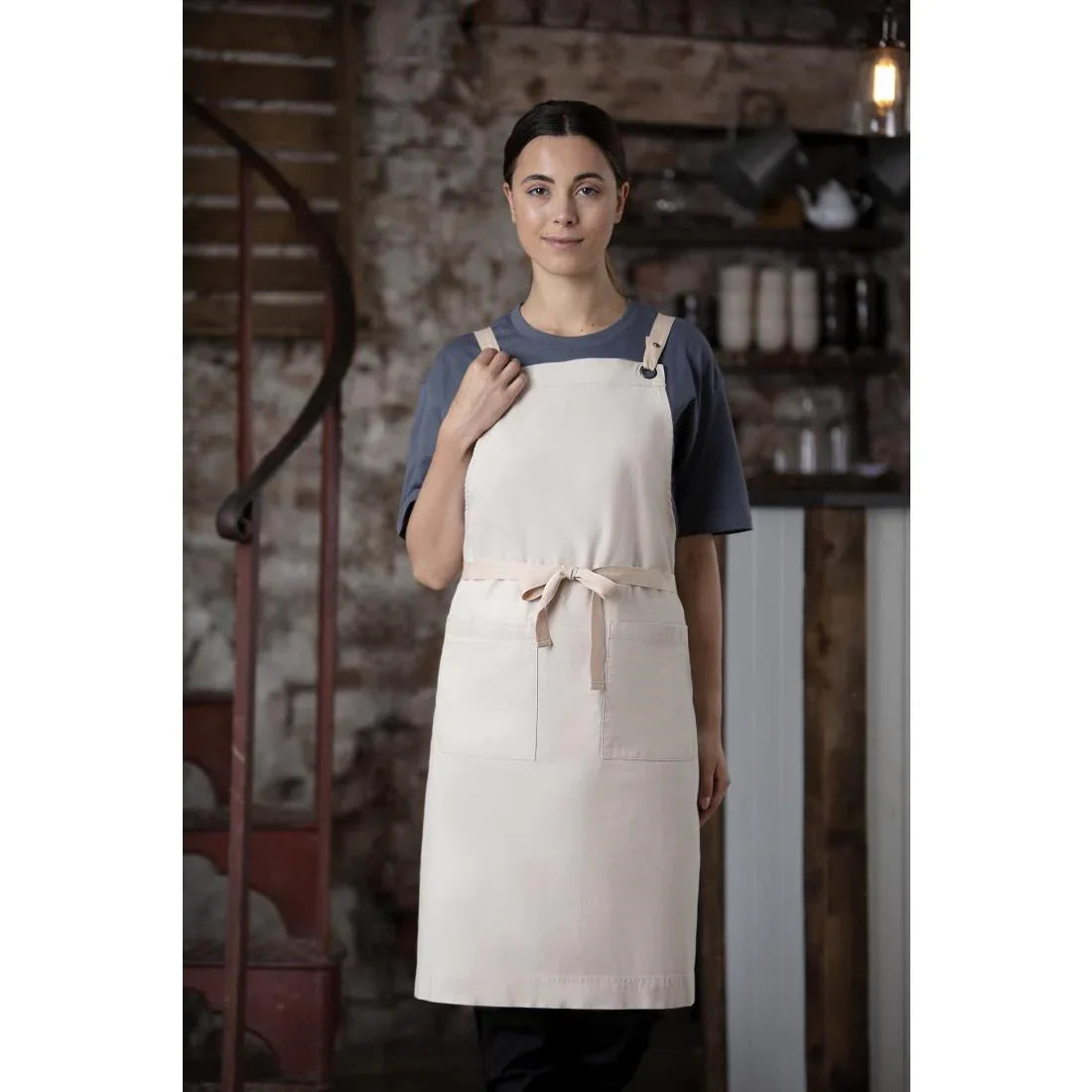 BB685 Southside Cotton Canvas Bib Apron Stone - JD Catering Equipment Solutions Ltd