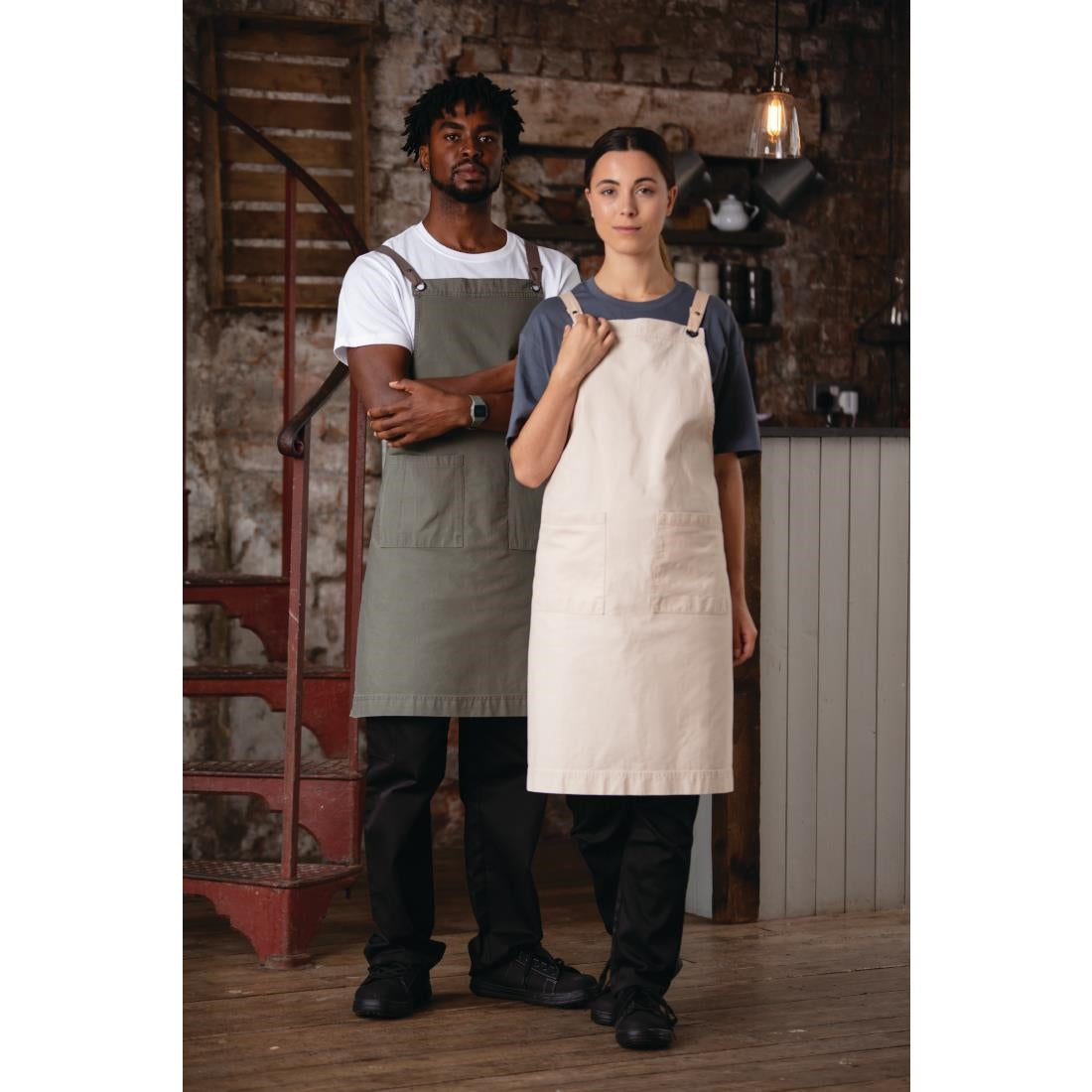 BB685 Southside Cotton Canvas Bib Apron Stone JD Catering Equipment Solutions Ltd