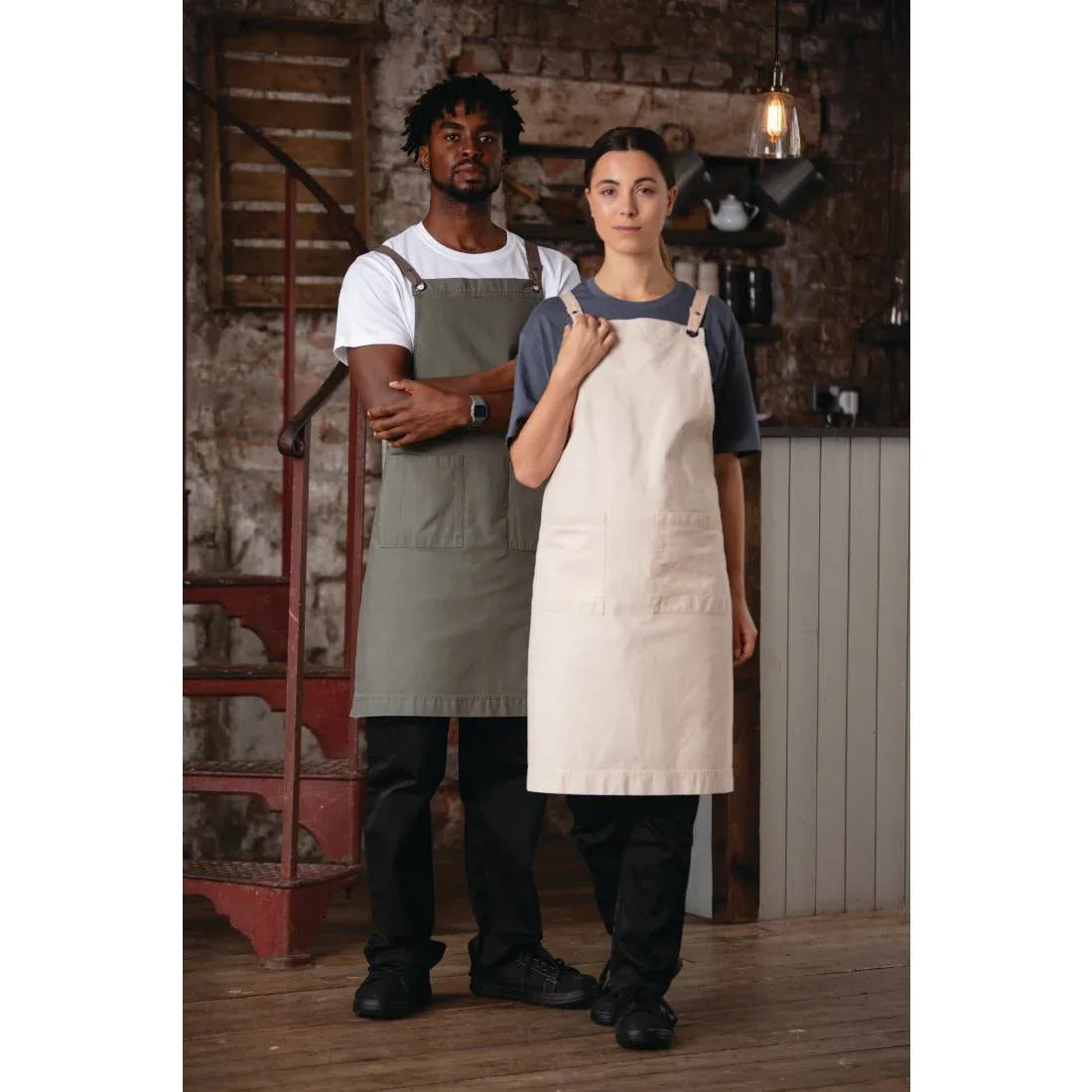 BB685 Southside Cotton Canvas Bib Apron Stone - JD Catering Equipment Solutions Ltd