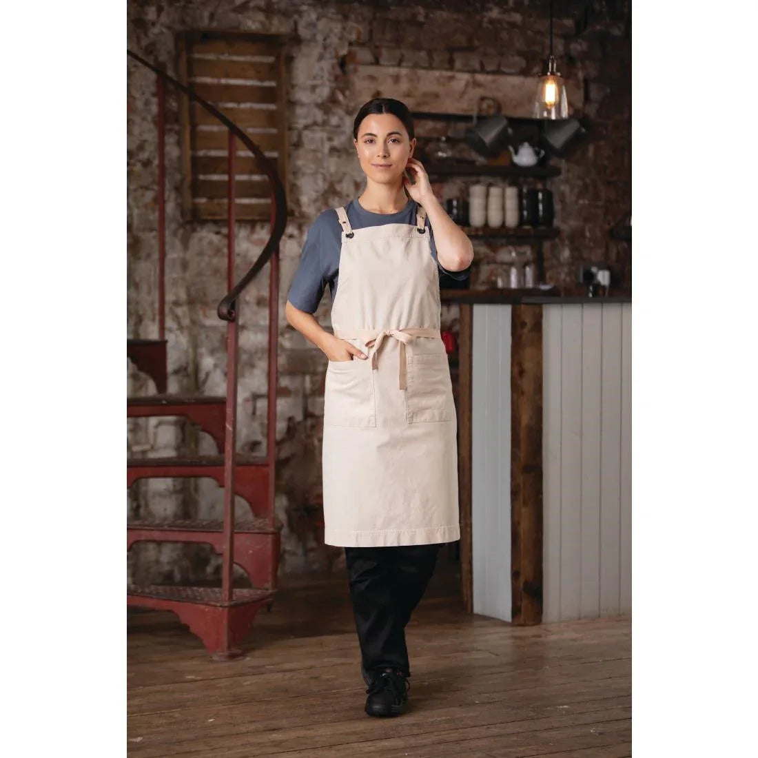 BB685 Southside Cotton Canvas Bib Apron Stone - JD Catering Equipment Solutions Ltd
