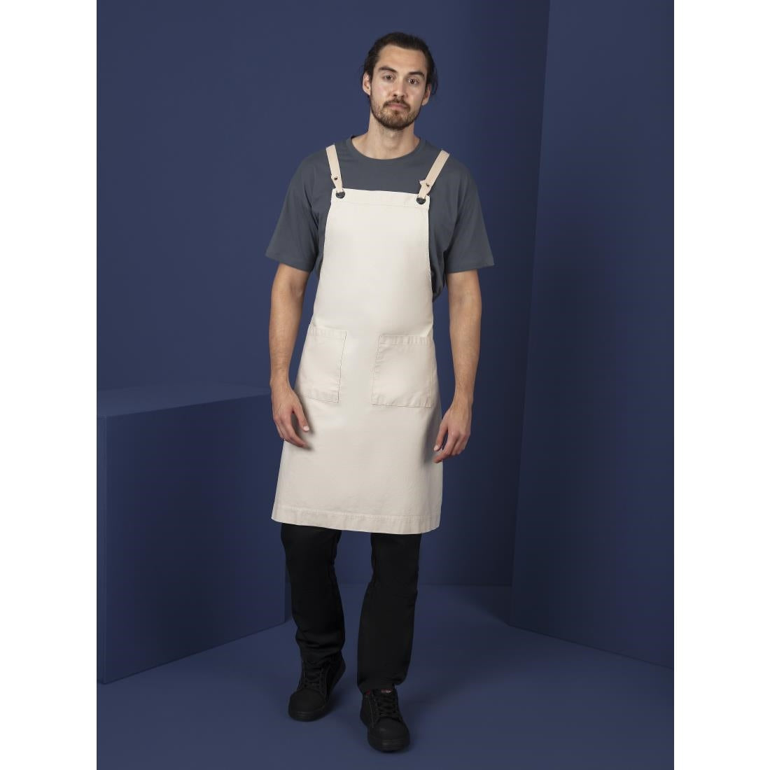 BB685 Southside Cotton Canvas Bib Apron Stone JD Catering Equipment Solutions Ltd