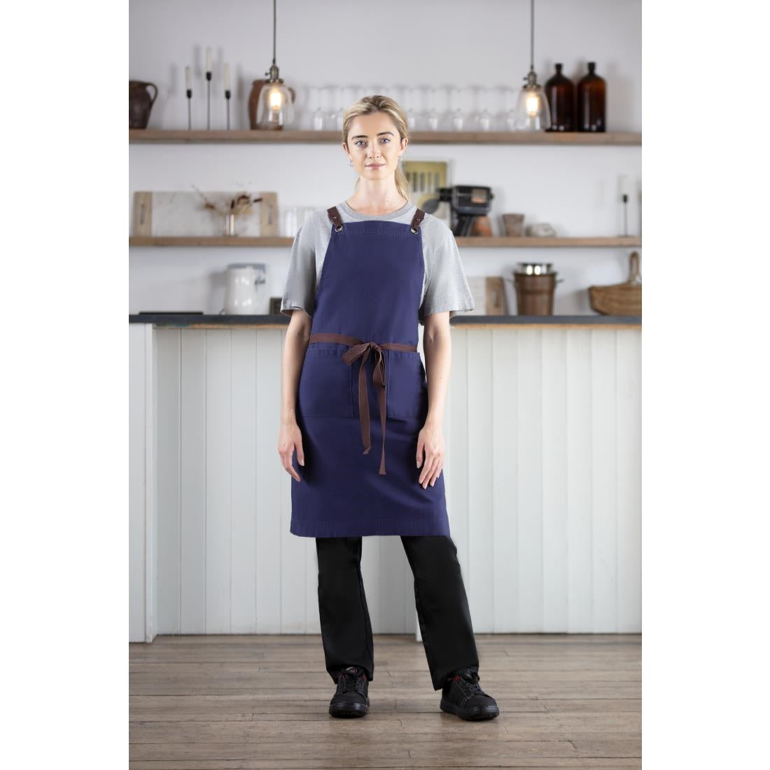 BB686 Southside Cotton Canvas Bib Apron Navy JD Catering Equipment Solutions Ltd