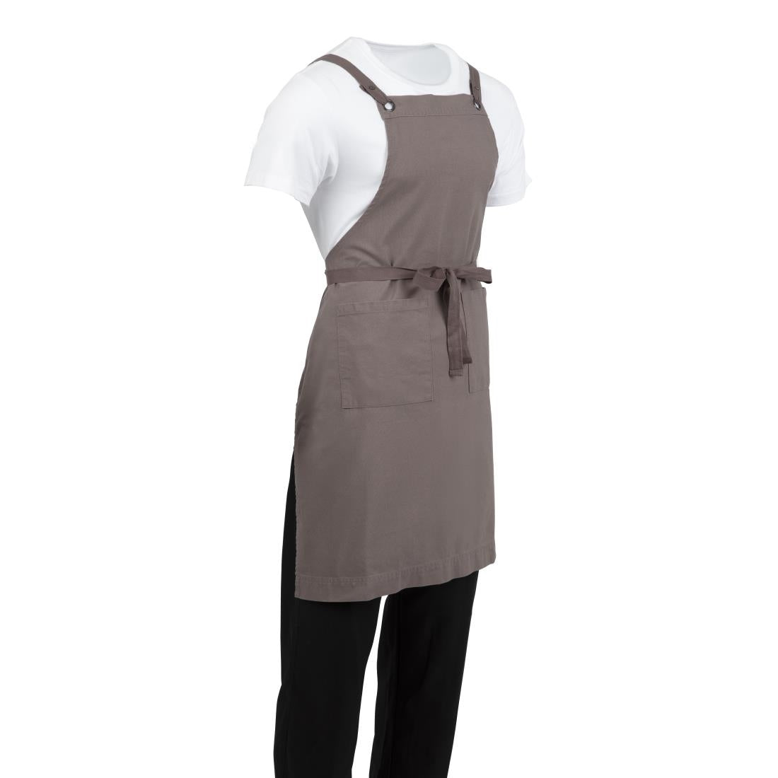 BB687 Southside Cotton Canvas Bib Apron Washed Grey JD Catering Equipment Solutions Ltd