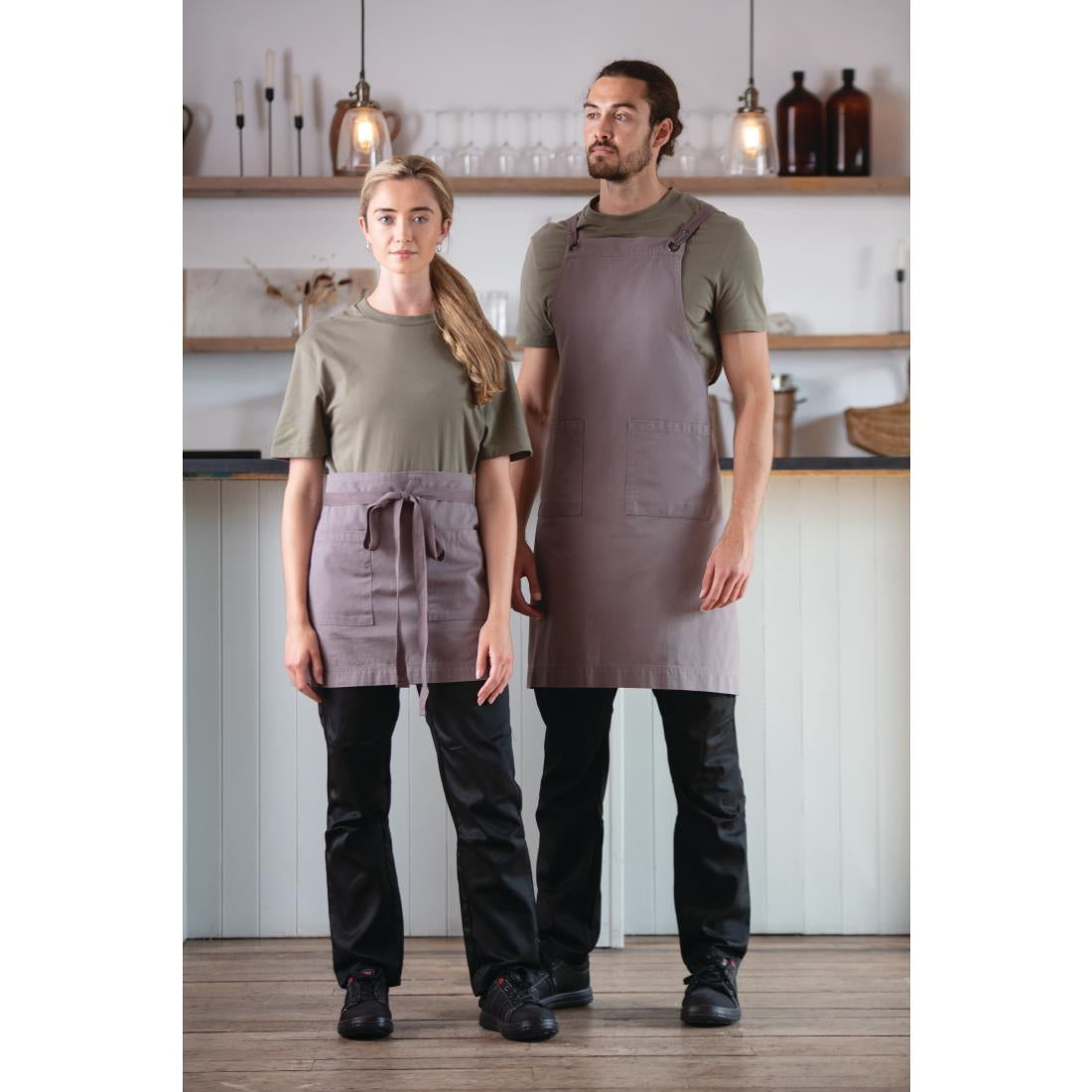 BB687 Southside Cotton Canvas Bib Apron Washed Grey JD Catering Equipment Solutions Ltd