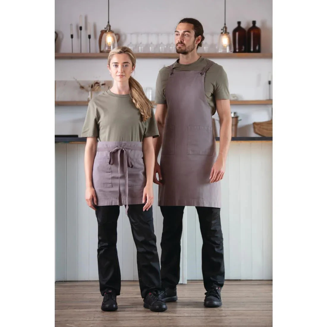BB687 Southside Cotton Canvas Bib Apron Washed Grey - JD Catering Equipment Solutions Ltd