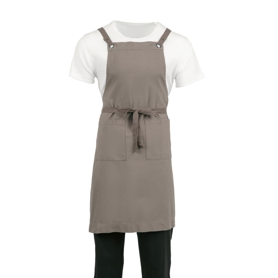 BB687 Southside Cotton Canvas Bib Apron Washed Grey JD Catering Equipment Solutions Ltd