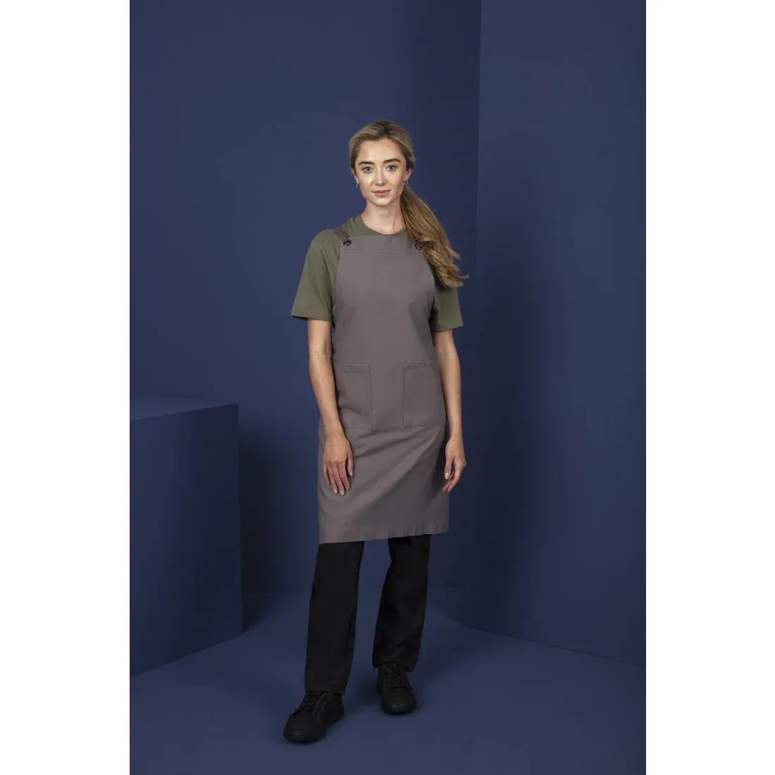 BB687 Southside Cotton Canvas Bib Apron Washed Grey - JD Catering Equipment Solutions Ltd