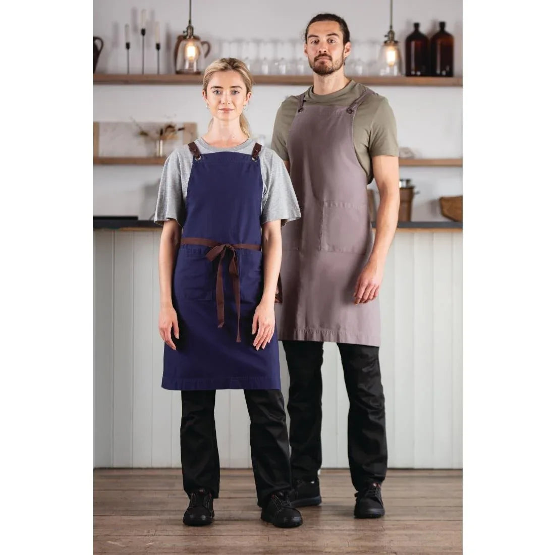 BB687 Southside Cotton Canvas Bib Apron Washed Grey - JD Catering Equipment Solutions Ltd