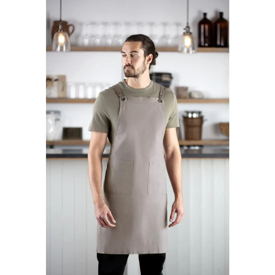 BB687 Southside Cotton Canvas Bib Apron Washed Grey - JD Catering Equipment Solutions Ltd