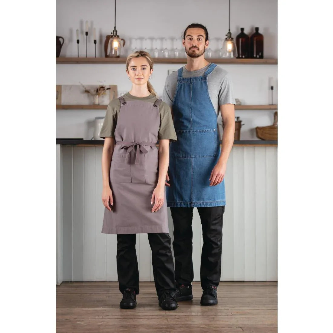 BB687 Southside Cotton Canvas Bib Apron Washed Grey - JD Catering Equipment Solutions Ltd