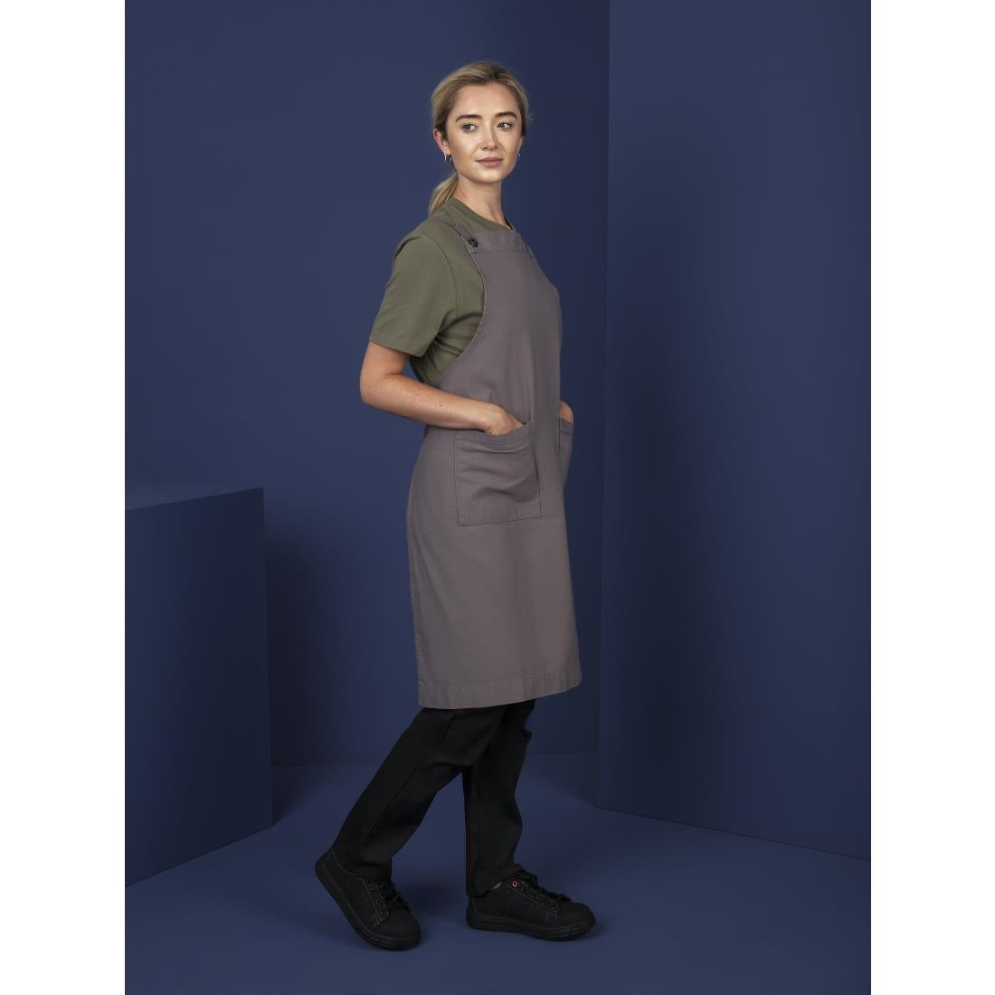 BB687 Southside Cotton Canvas Bib Apron Washed Grey JD Catering Equipment Solutions Ltd